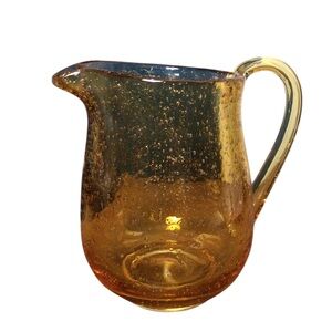 Amber Glass Pitcher Air Bubbles Unbranded 7 inches tall